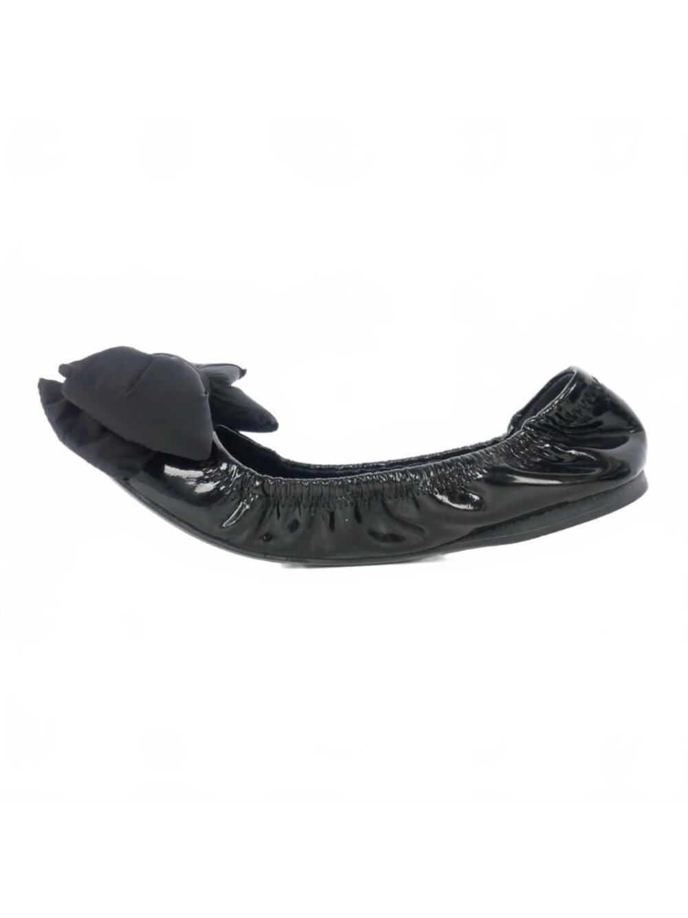 Prada Ribbon Ballet Shoes Flat Enamel 36 Black - Picture 7 of 9